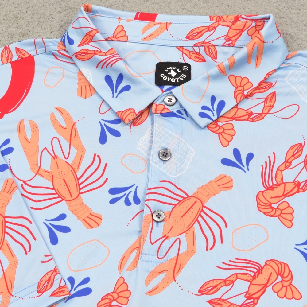 Raised By Coyotes Polo XXL Blue Southern Low Country All Over Performance Golf